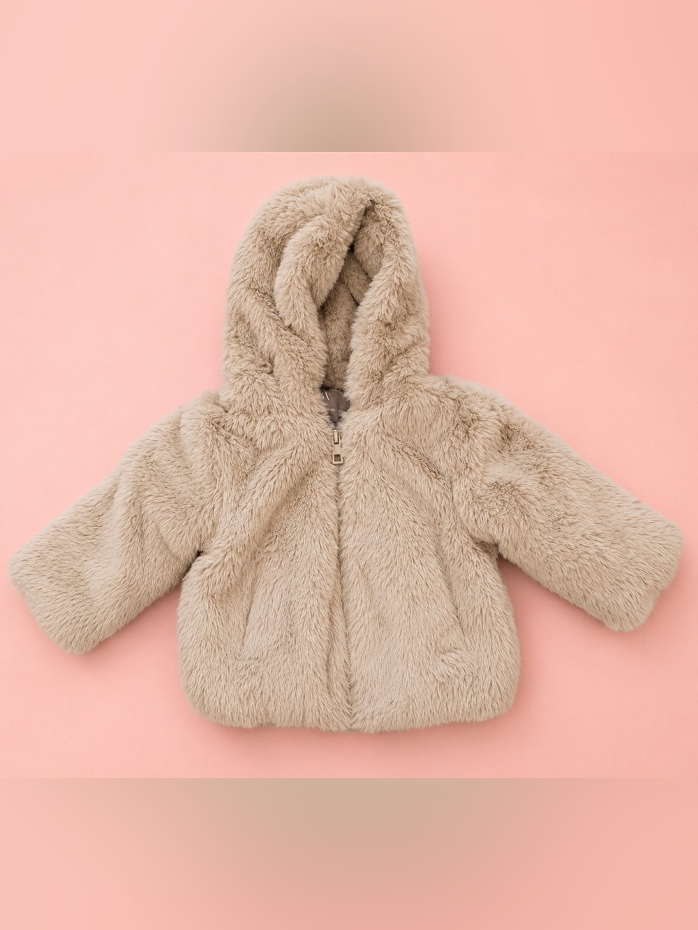 Zara Taupe Faux Fur-Lined Jacket